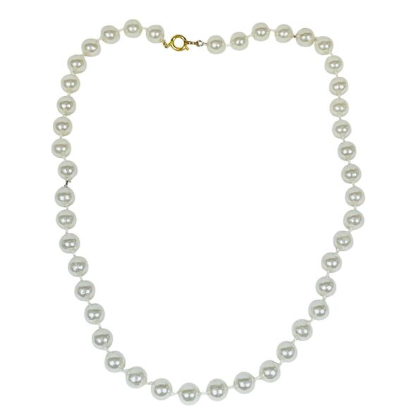 Vintage Faux Pearl Double Strand Necklace 8" White Cream Layered Beaded - Picture 1 of 4